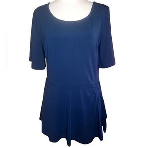 Betabrand Teal Green Erin Flutter Sleeve Peplum Blouse Pocket Size Medium